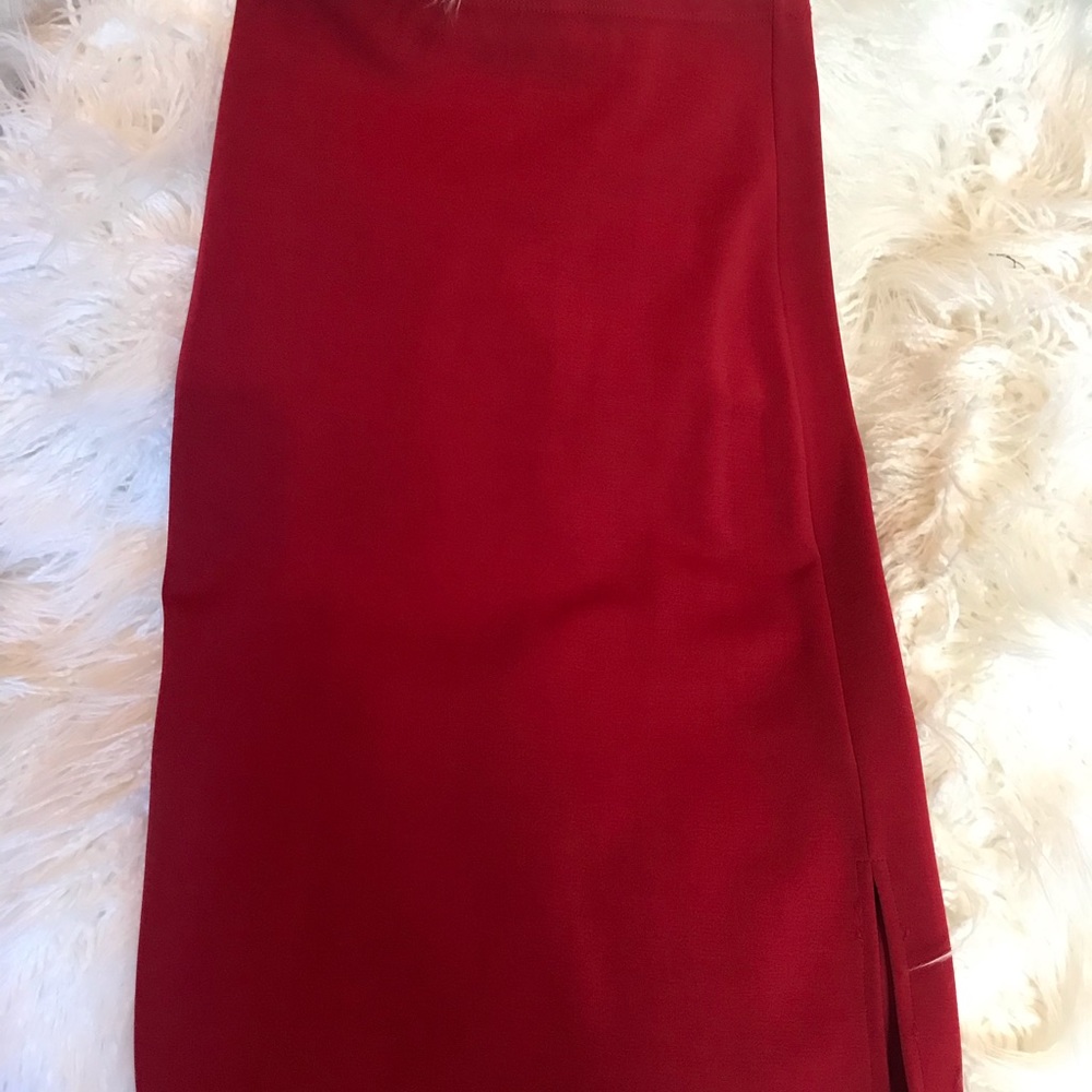 Bebe Stretchy Red Pencil Skirt with Slit - SZ MED
